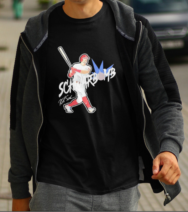Schwarbomb Illustrated Baseball Swing With Signature Elements T-Shirt