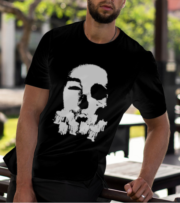 Turnabout Grayscale Face With Abstract Text T-Shirt