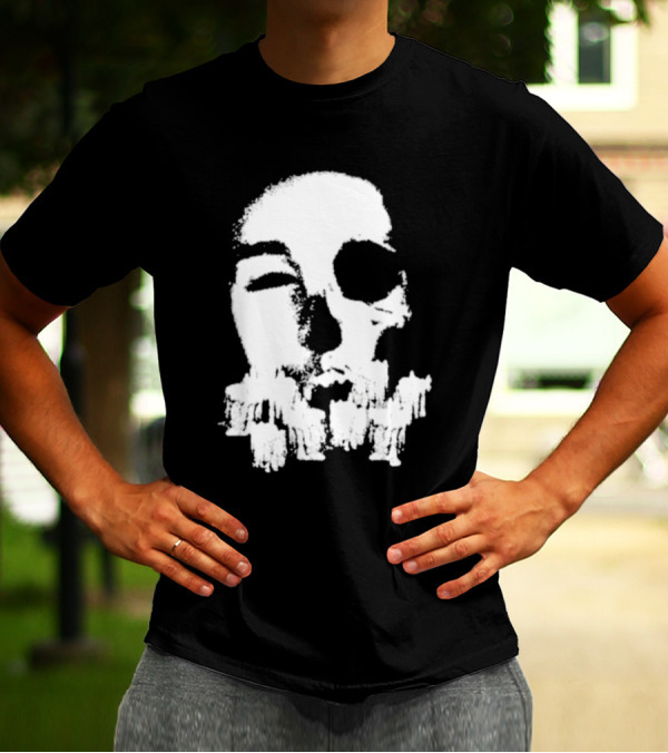 Turnabout Grayscale Face With Abstract Text T-Shirt