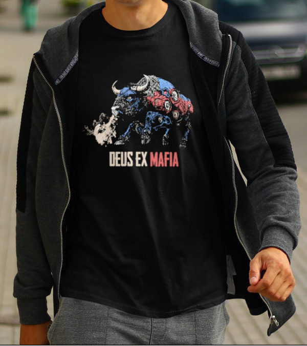 Deus Ex Mafia Volume 15 5 Stylized Bison Graphic With Steam And Mechanical Features T-Shirt