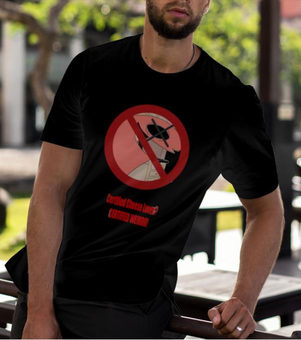 Certified Cheese Lover Certified Weirdo Dj Spitz No Face Silhouette In Red Circle T-Shirt