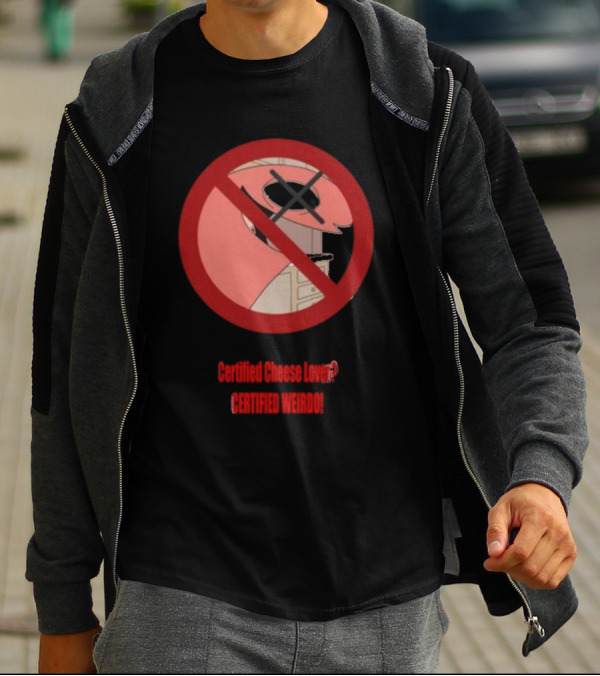 Certified Cheese Lover Certified Weirdo Dj Spitz No Face Silhouette In Red Circle T-Shirt