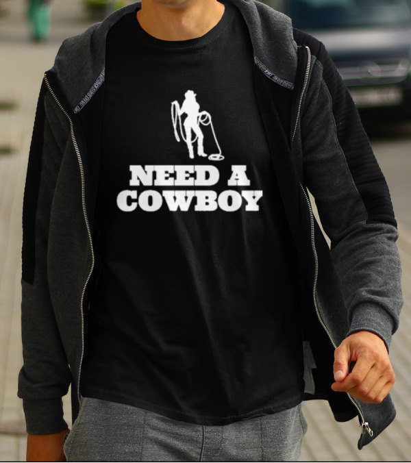 Ellesong Need A Cowboy Western Silhouette Rope T-Shirt