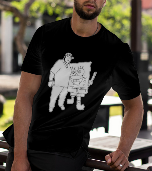 Fake Handshake Tony Spongebob Duo Outline T-Shirt