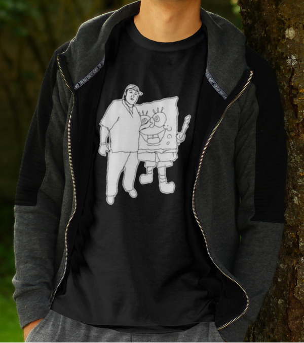 Fake Handshake Tony Spongebob Duo Outline T-Shirt