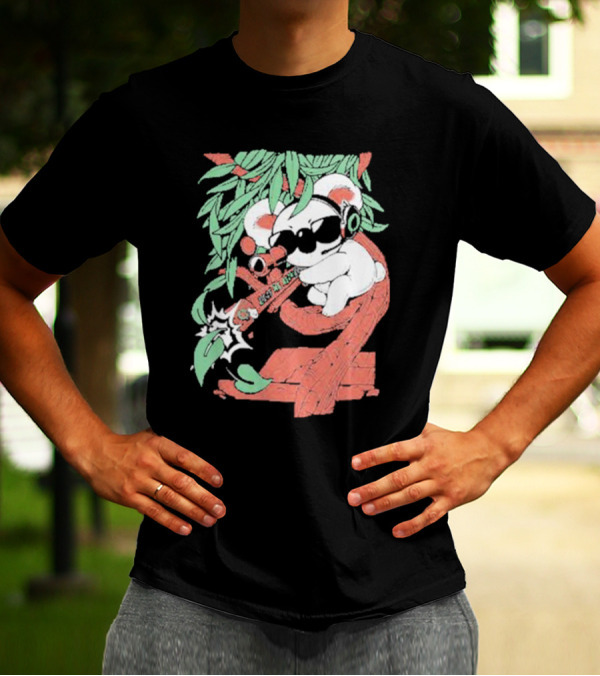 Flyquest Leaf Me Alone Koala Sniper On Tree Branch With Sunglasses And Headphones T-Shirt