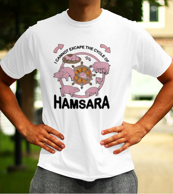 Cycle Of Samsara With Pink Pigs And Spinning Wheel T-Shirt