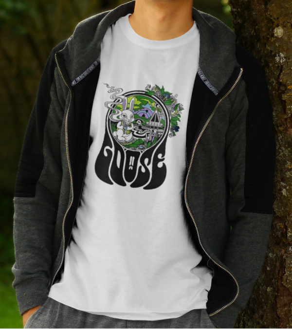 Goose Wonderland Psychedelic Rabbit Forest Portal T-Shirt