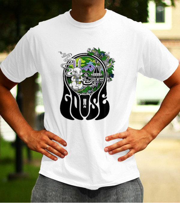 Goose Wonderland Psychedelic Rabbit Forest Portal T-Shirt