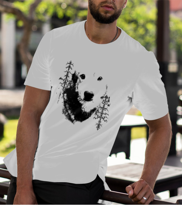 Wolf Face With Stylized Evergreen Trees T-Shirt