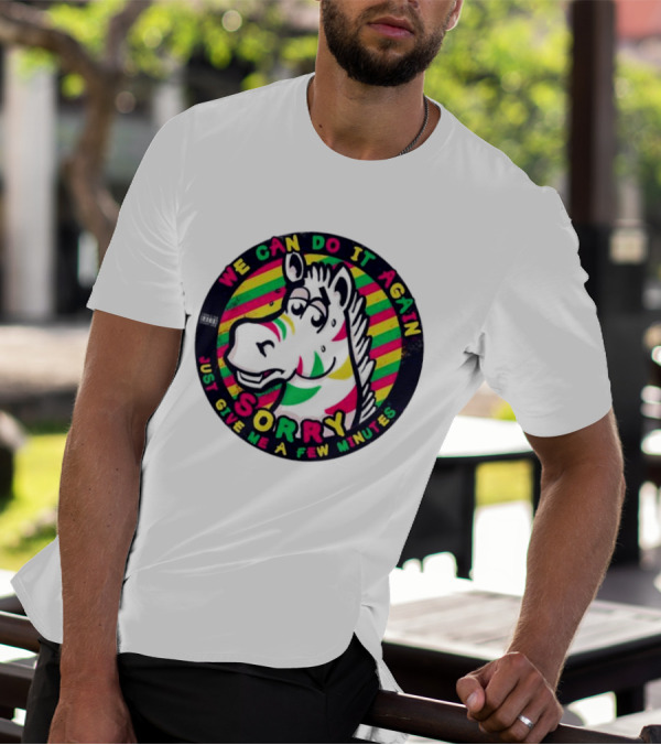 We Can Do It Again Sorry Just Give Me A Few Minutes Rainbow Zebra T-Shirt