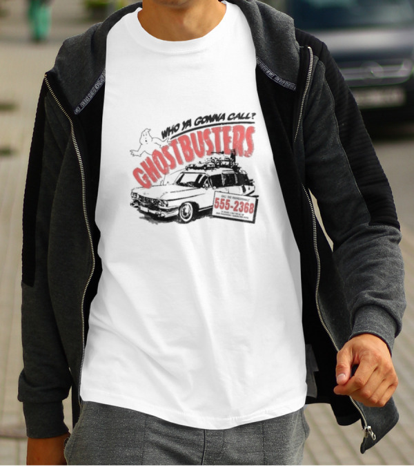 Who Ya Gonna Call Ghostbusters 555 2368 Ectomobile Ghost T-Shirt