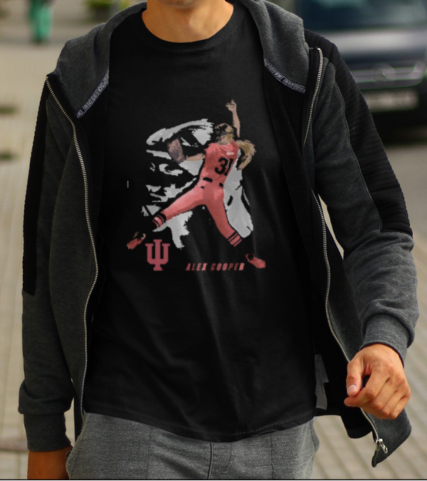 Alex Cooper Windup Baseball Indiana University Pitcher In Red Uniform T-Shirt