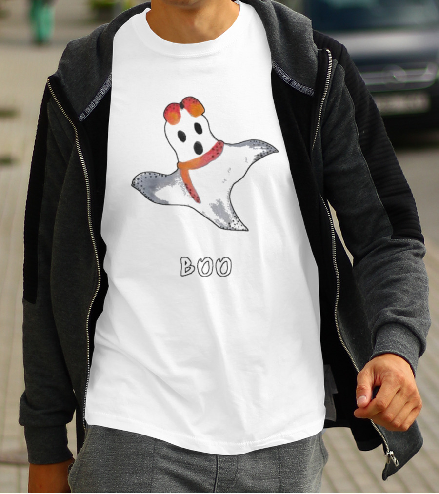 Boo Orange Black White Ghost Halloween T-Shirt