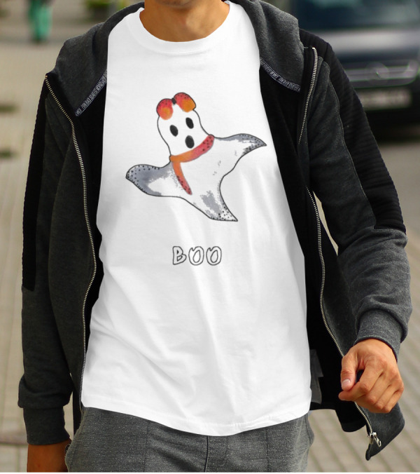 Boo Orange Black White Ghost Halloween T-Shirt