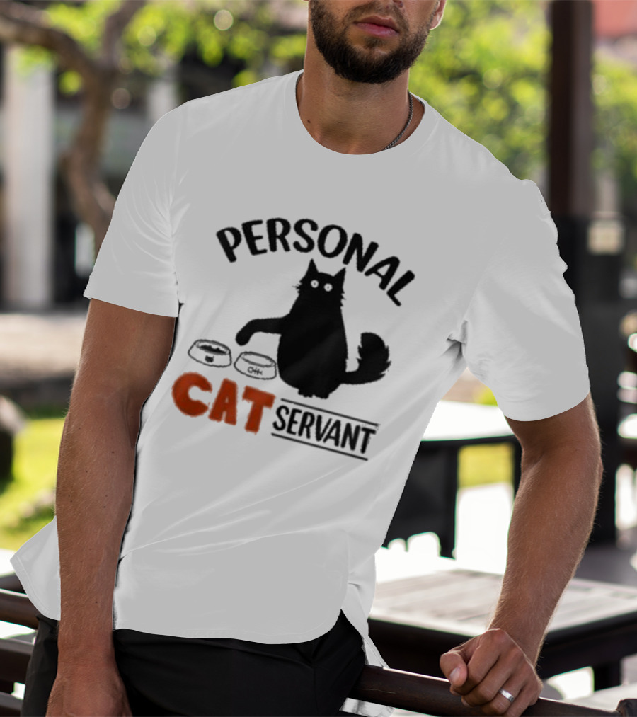 PERSONAL CAT SERVANT WITH PET FOOD BOWLS T-Shirt