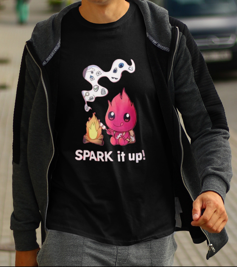 Spark It Up Cute Child Fire Roasting Marshmallow With Iconic Symbols T-Shirt