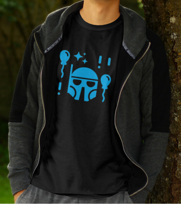 Boba Fett Helmet With Balloons And Stars Youth Star Wars Day T-Shirt