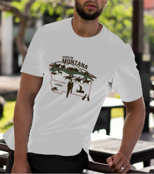 State Of Montana Tokyo Cowboy Laundry Pastoral Scene T-Shirt
