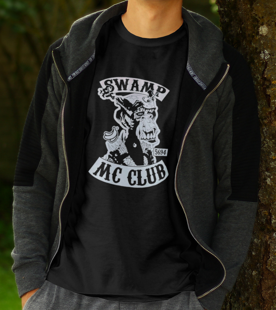 Swamp MC Club 5694 Gorilla Skull Motorcycle Emblem T-Shirt