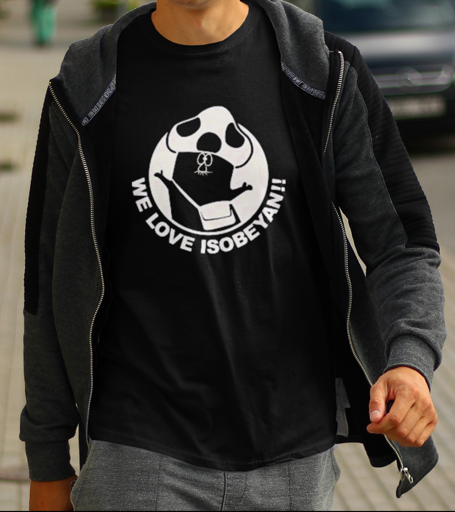 WE LOVE ISOBEYAN Cartoon Mole Character In White Circle T-Shirt