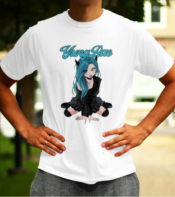 Yung Rae Blue-Haired Goth Anime Girl T-Shirt