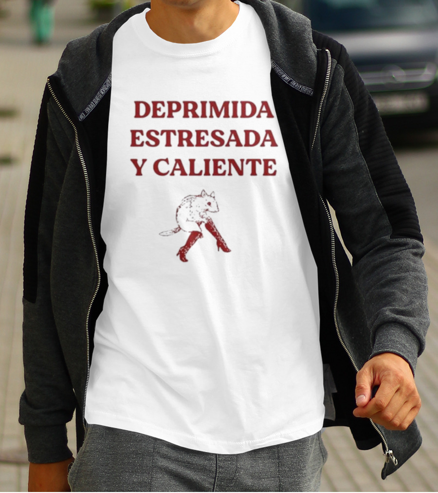 Deprimida Estresada Y Caliente Diablo Mujer Iconografía Roja T-Shirt