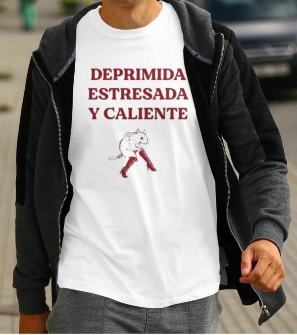 Deprimida Estresada Y Caliente Diablo Mujer Iconografía Roja T-Shirt
