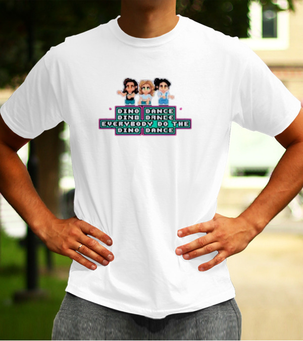 Dino Dance Everybody Do The Dino Dance Pixel Style Trio T-Shirt