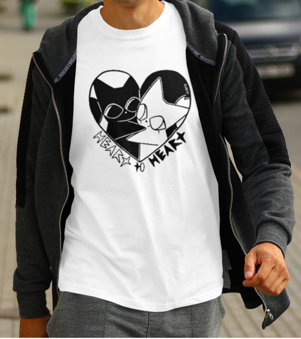 Heart To Heart Everpress Black And White Cat T-Shirt