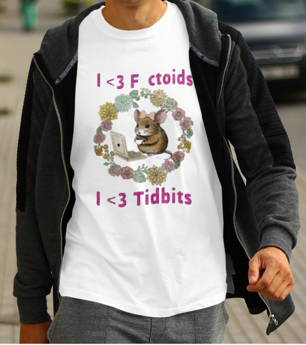 I <3 Factoids I <3 Tidbits Mouse With Laptop Surrounded By Flowers T-Shirt