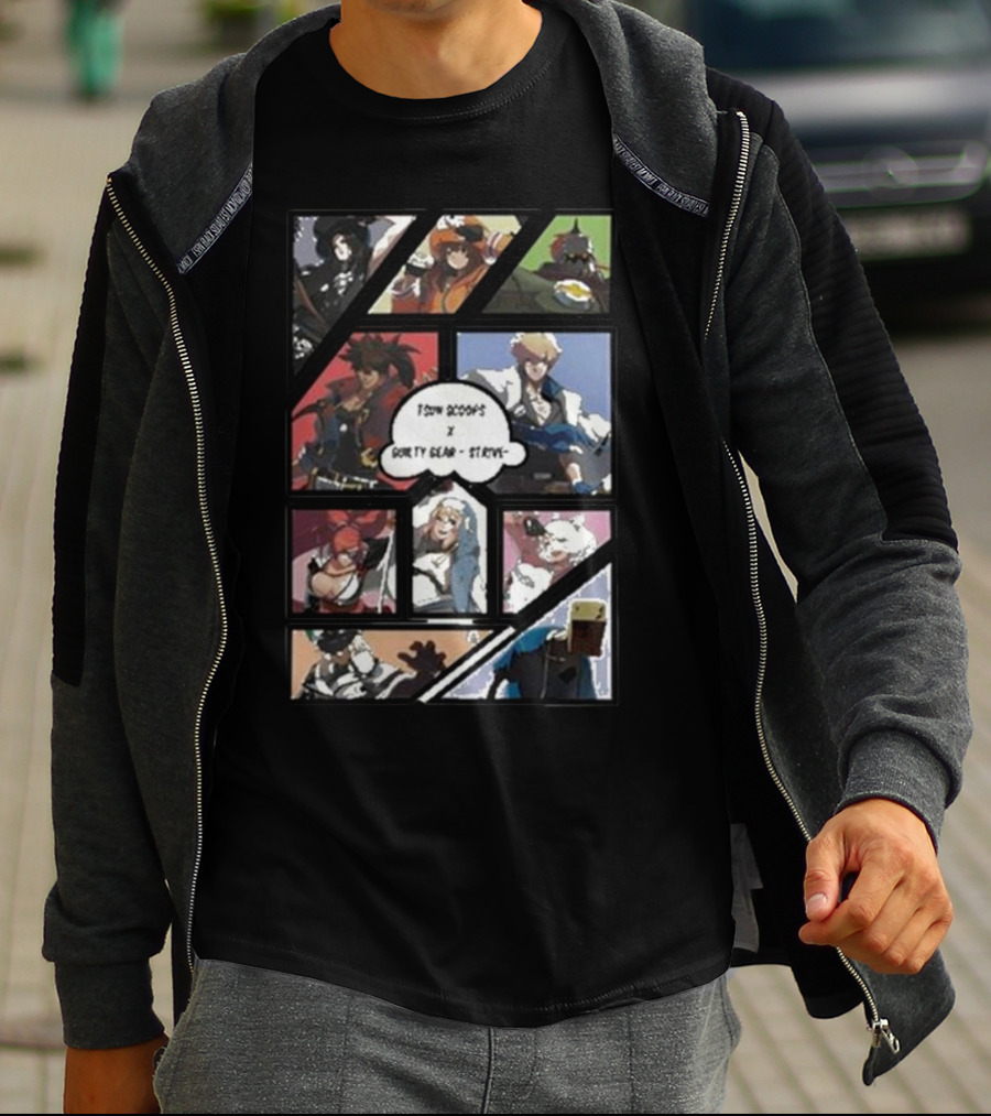 Tsun Scoops Collaboration With Guilty Gear Strive Iconic Characters Panel T-Shirt