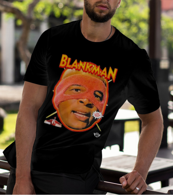 Blankman Heroic Arrival To Save Your Butt With Iconic Masked Superhero Image T-Shirt