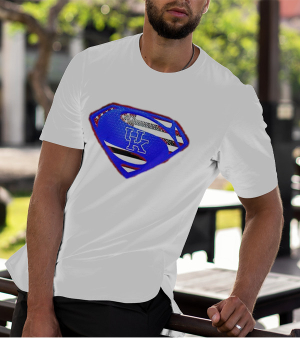 Kentucky Wildcats Logo USA Flag Superman Shield T-Shirt