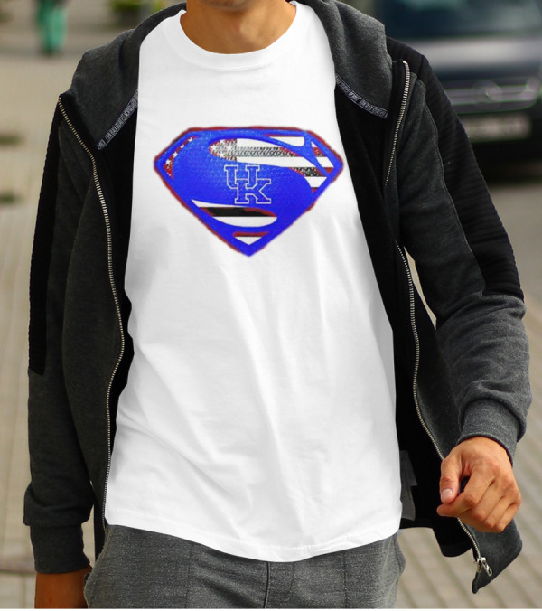 Kentucky Wildcats Logo USA Flag Superman Shield T-Shirt