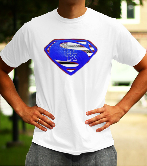 Kentucky Wildcats Logo USA Flag Superman Shield T-Shirt
