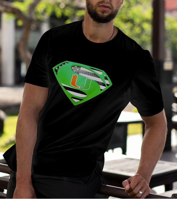 Miami Hurricanes USA Flag Superman T-Shirt