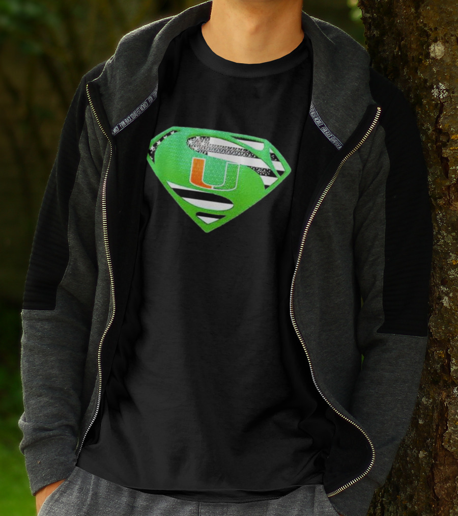 Miami Hurricanes USA Flag Superman T-Shirt