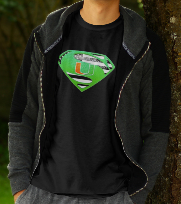 Miami Hurricanes USA Flag Superman T-Shirt