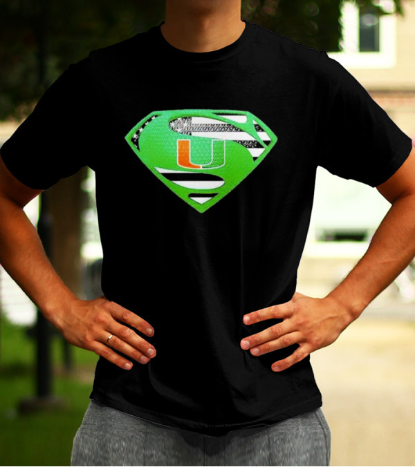 Miami Hurricanes USA Flag Superman T-Shirt