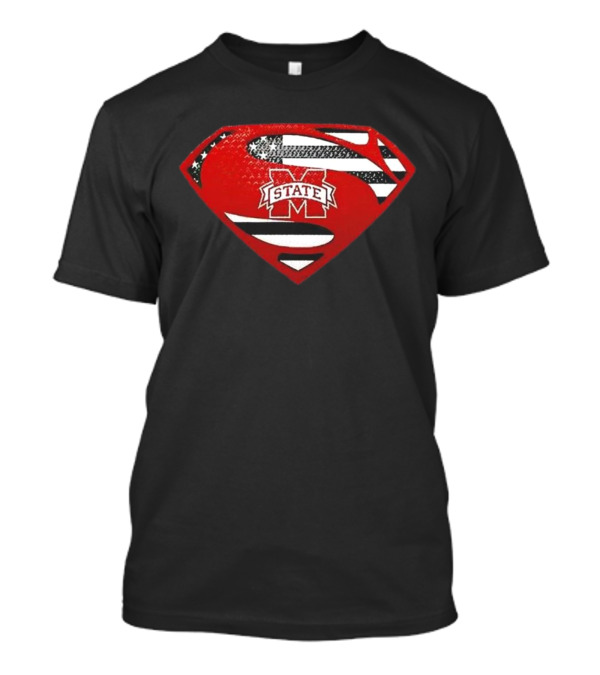 Usa Flag Mississippi State Bulldogs Superman Shield T-Shirt