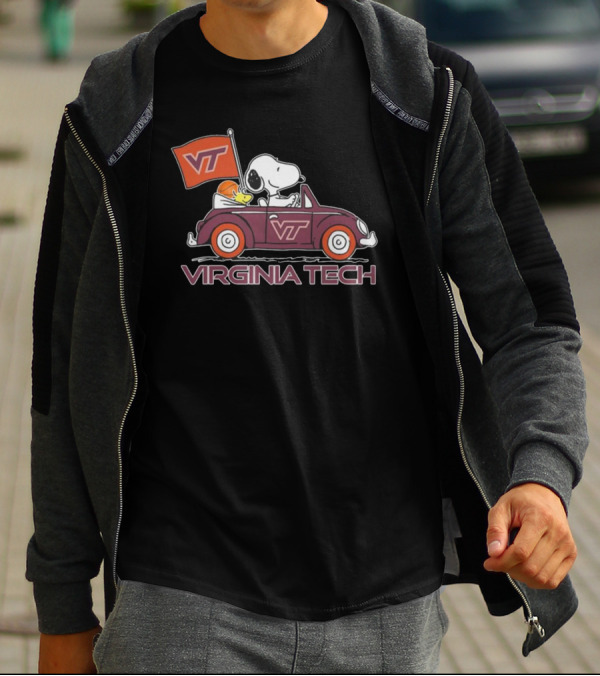 Virginia Tech Hokies Snoopy VT Car Flag Fan T-Shirt