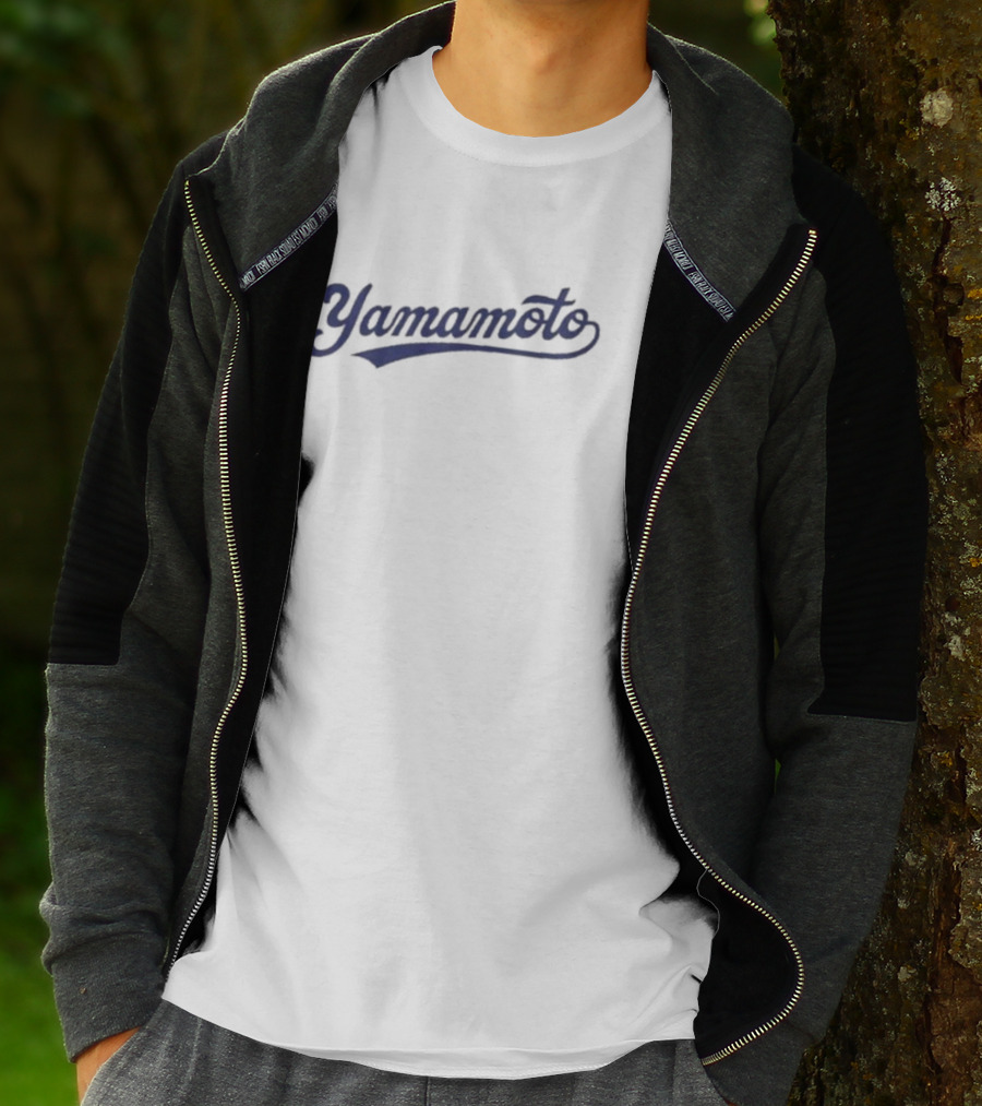 Yoshinobu Yamamoto Yamamoto Blue Script Font T-Shirt