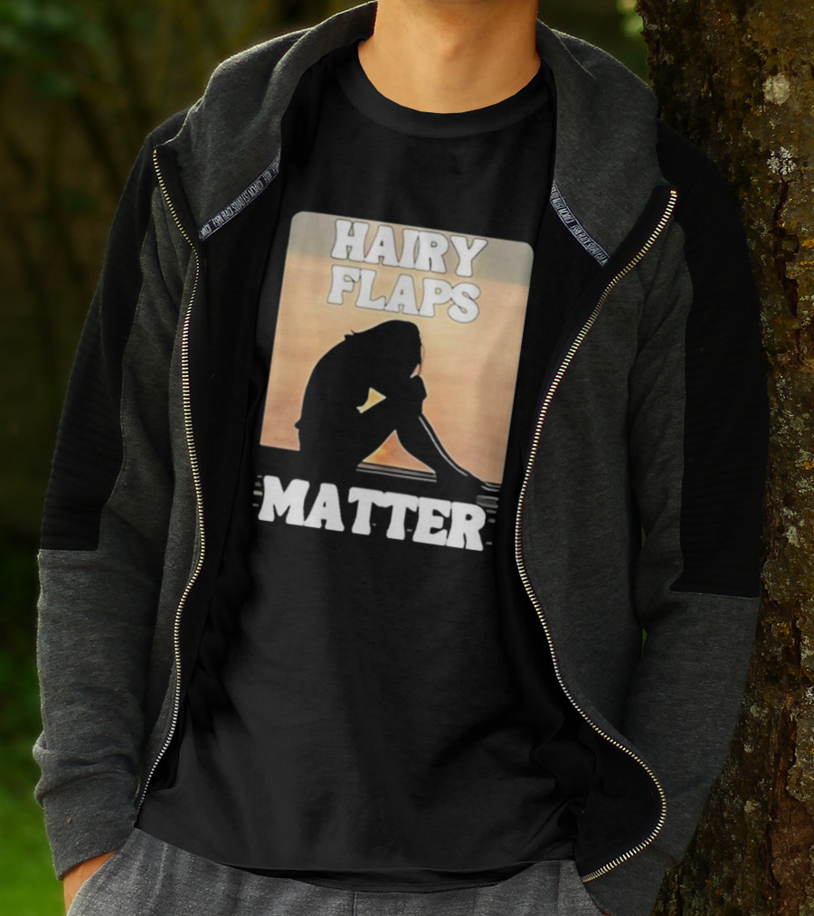 Hairy Flaps Matter Silhouette On Beach Background T-Shirt