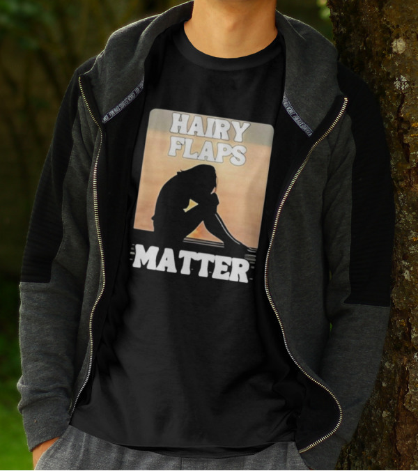 Hairy Flaps Matter Silhouette On Beach Background T-Shirt