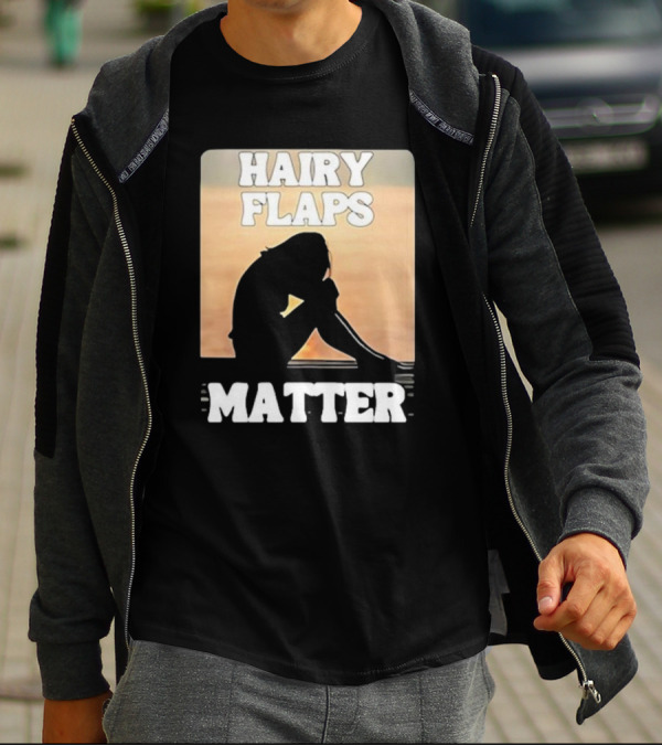 Hairy Flaps Matter Silhouette On Beach Background T-Shirt