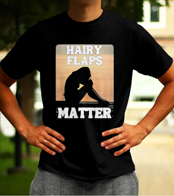 Hairy Flaps Matter Silhouette On Beach Background T-Shirt