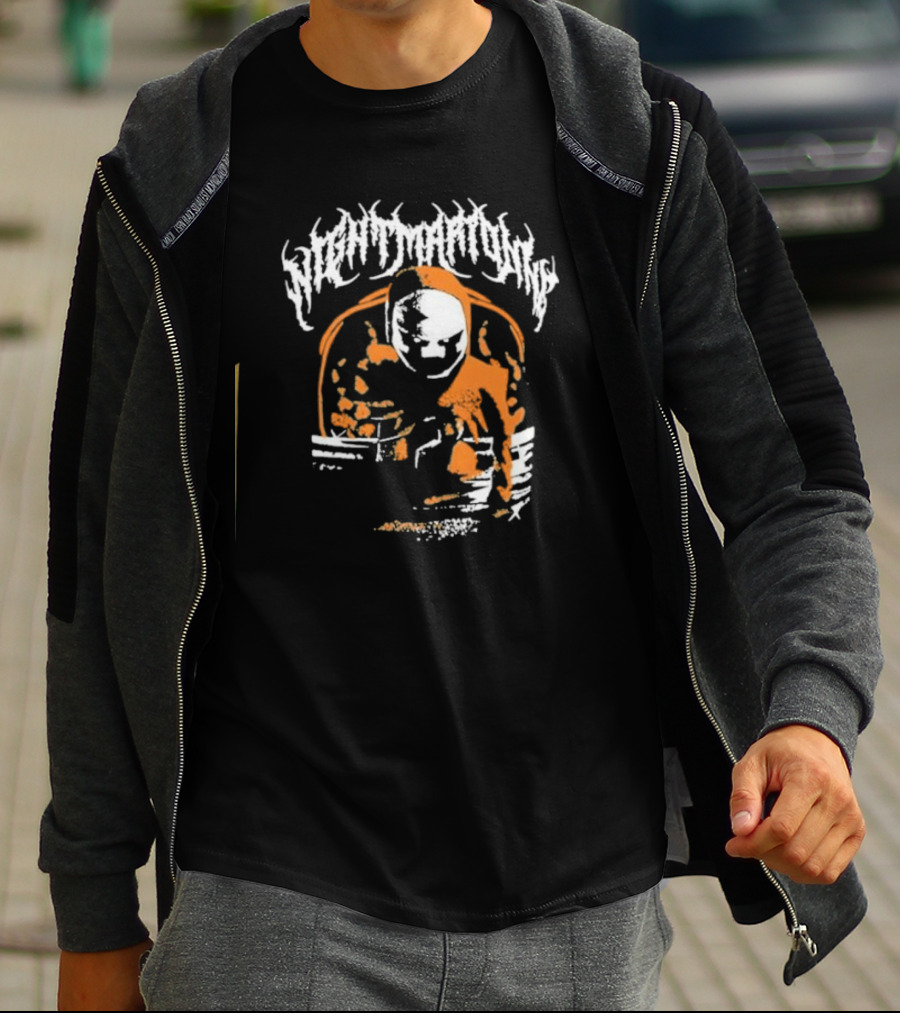 Nightmarionne Horror Puppet Creepy Mask Orange Black T-Shirt