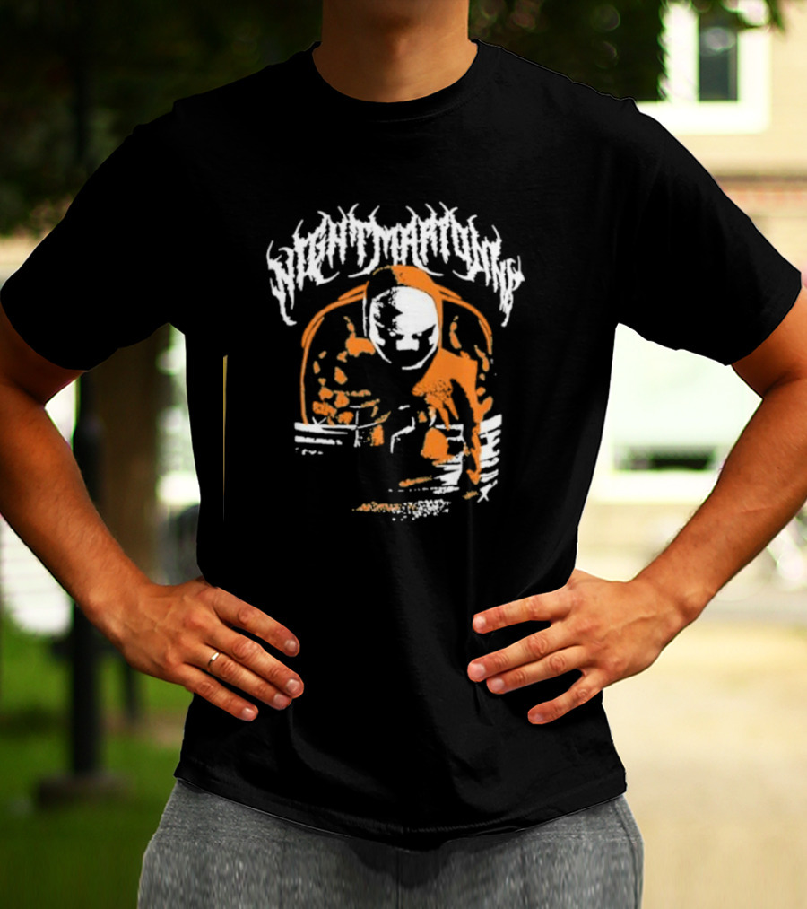 Nightmarionne Horror Puppet Creepy Mask Orange Black T-Shirt
