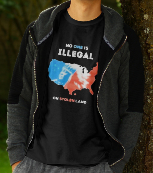 NO ONE IS ILLEGAL ON STOLEN LAND Indigenous Map T-Shirt
